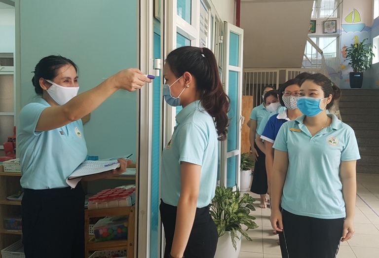 Các trường mầm non, tiểu học quận Hoàng Mai sẵn sàng đón học sinh trở lại - Ảnh 3