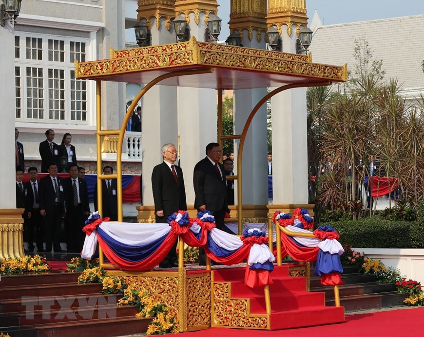 Hình ảnh lễ đón và hội đàm giữa lãnh đạo hai nước Việt Nam - Lào - Ảnh 4
