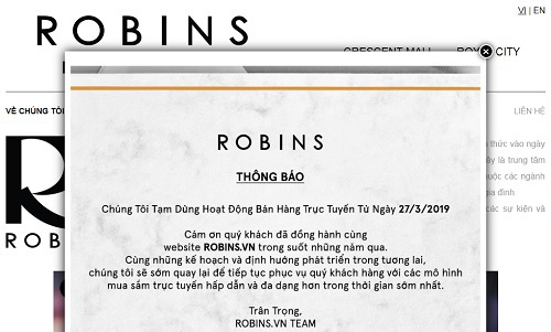 Website thương mại điện tử Robins ngừng hoạt động - Ảnh 1