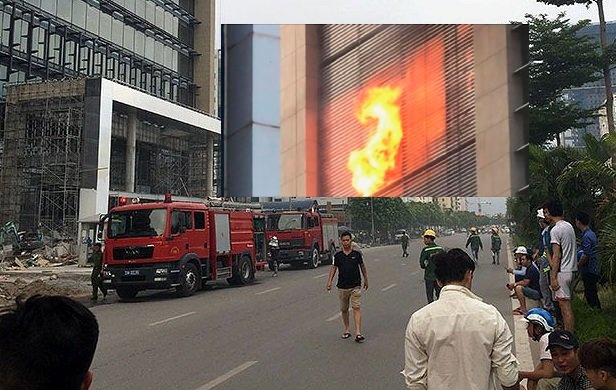 Hà Nội: Cháy lớn tại tòa nhà đang hoàn thiện trên phố Dương Đình Nghệ - Ảnh 1