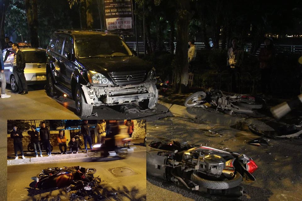 Hà Nội: Ô tô Lexus đâm hàng loạt phương tiện, nhiều người nhập viện cấp cứu - Ảnh 1