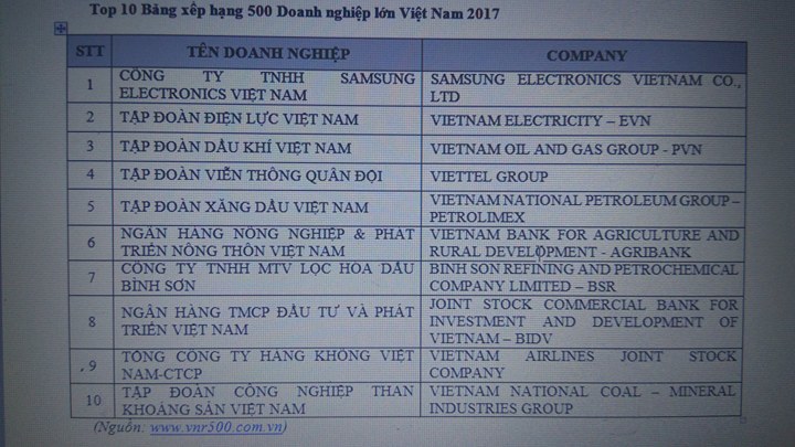 Nhiều tập đoàn lọt Top doanh nghiệp lớn Việt Nam - Ảnh 2