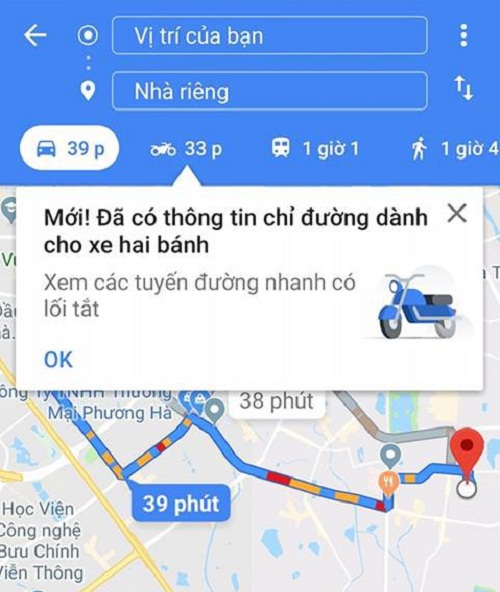 Google Maps có thêm chế độ dẫn đường cho xe máy Việt - Ảnh 1