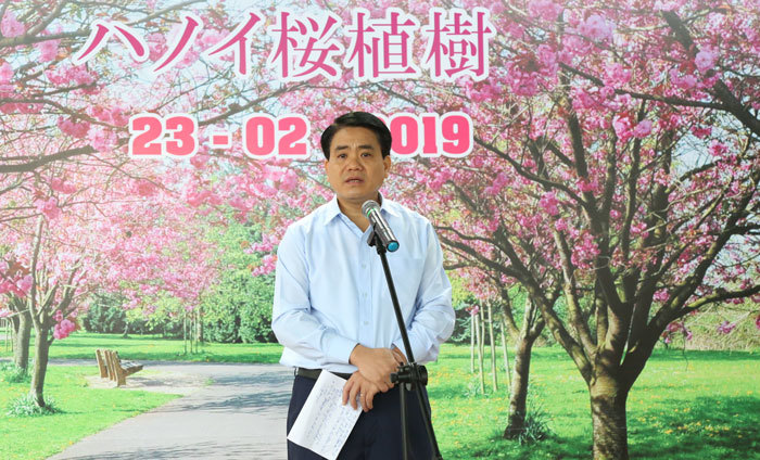 Chủ tịch Nguyễn Đức Chung trồng hoa anh đào tại Công viên Hòa Bình - Ảnh 1