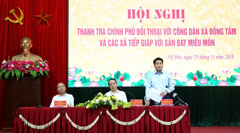 Thanh tra Chính phủ và lãnh đạo UBND TP Hà Nội đối thoại người dân xã Đồng Tâm - Ảnh 1