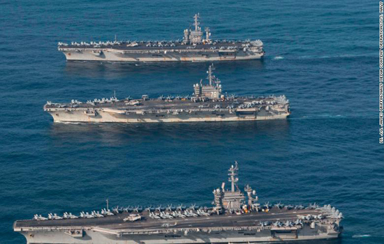 3 tàu sân bay Mỹ tập trận lần đầu tiên, Triều Tiên dọa chiến tranh hạt nhân - Ảnh 1