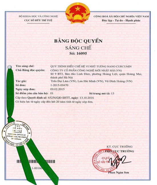 OIC new - Bằng độc quyền sáng chế được bảo hộ tại Việt Nam - Ảnh 1
