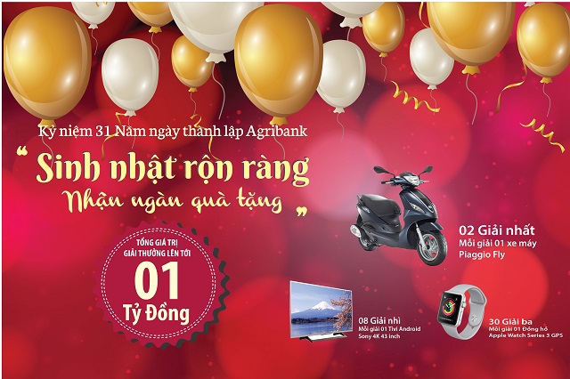 Agribank dành 6.000 giải thưởng tri ân khách hàng dịp 31 năm ngày thành lập - Ảnh 1