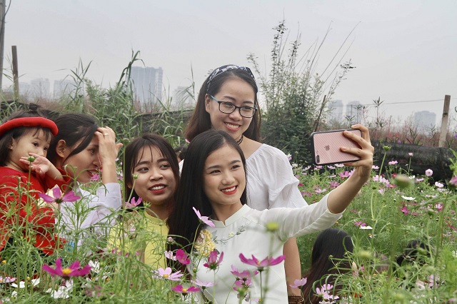 Người dân Thủ đô rạng ngời “selfie” tại vườn đào Nhật Tân - Ảnh 3