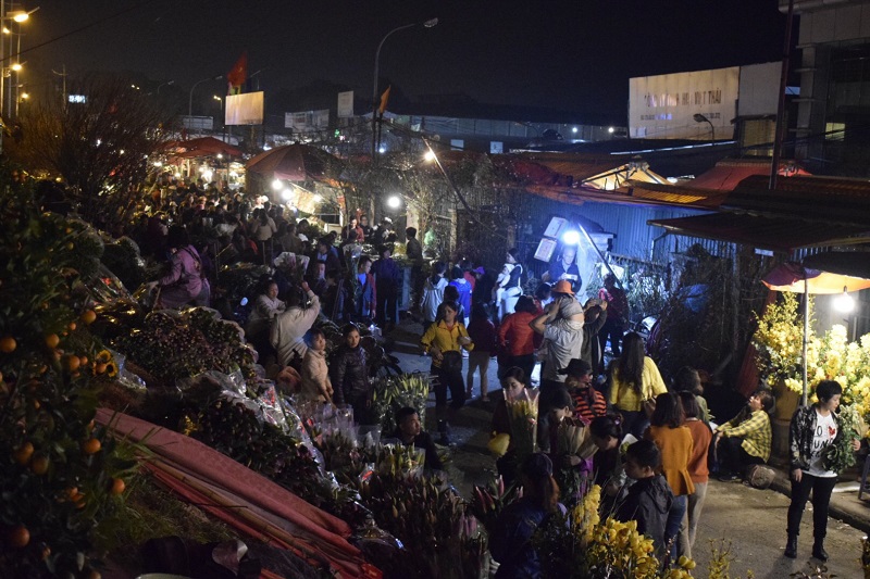 [Ảnh] Đêm không ngủ ở chợ hoa Tết lớn nhất Hà Nội - Ảnh 2