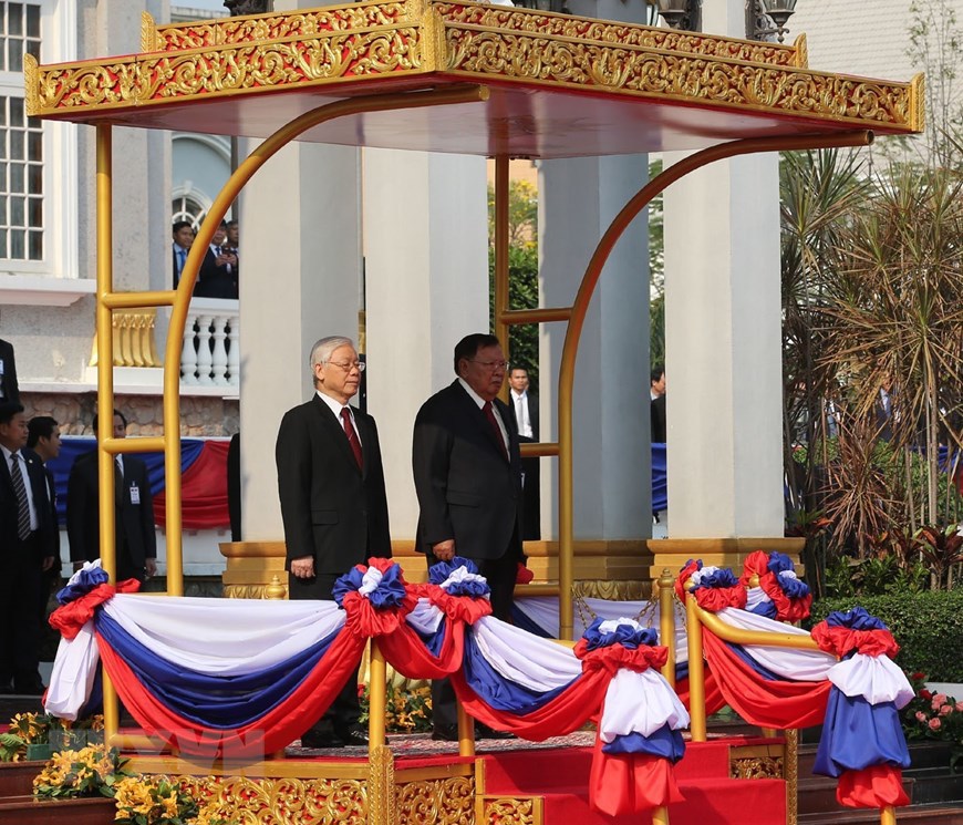 Hình ảnh lễ đón và hội đàm giữa lãnh đạo hai nước Việt Nam - Lào - Ảnh 3