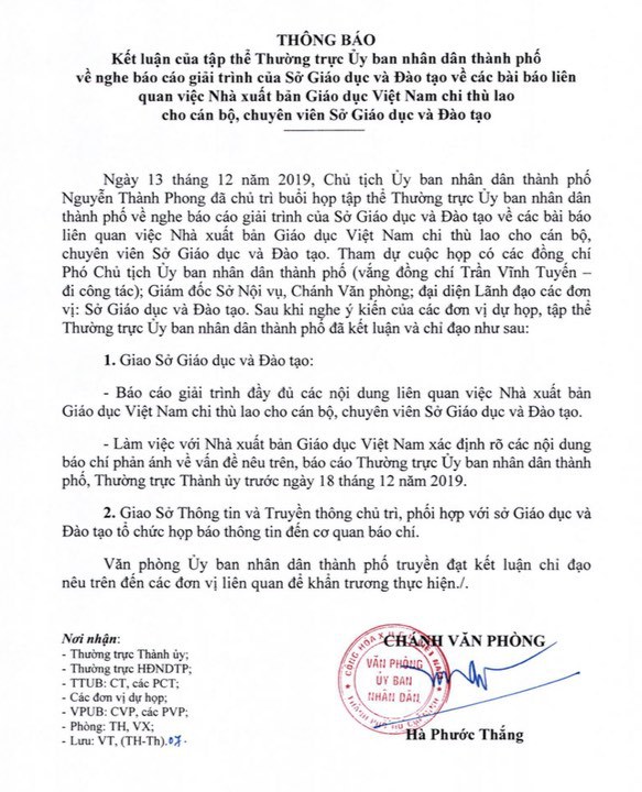 TP Hồ Chí Minh: Sở Giáo dục phải làm việc với Nhà xuất bản Giáo dục Việt Nam về vụ nhận tiền thù lao - Ảnh 1