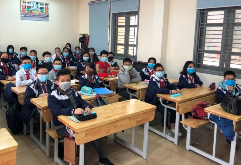 Chùm ảnh: Lớp học phòng, chống dịch nCoV ở Thanh Xuân - Ảnh 6