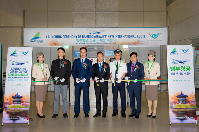 Bamboo Airways đón chuyến bay khai trương đường bay bổ sung kết nối Việt Nam – Hàn Quốc - Ảnh 1