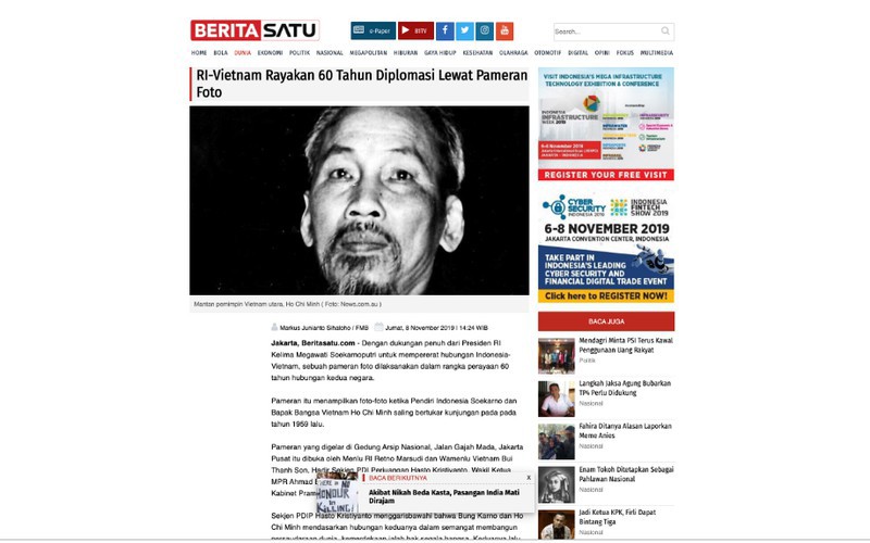 Báo chí Indonesia đưa tin đậm lễ kỷ niệm 60 năm chuyến đi của Bác Hồ - Ảnh 1