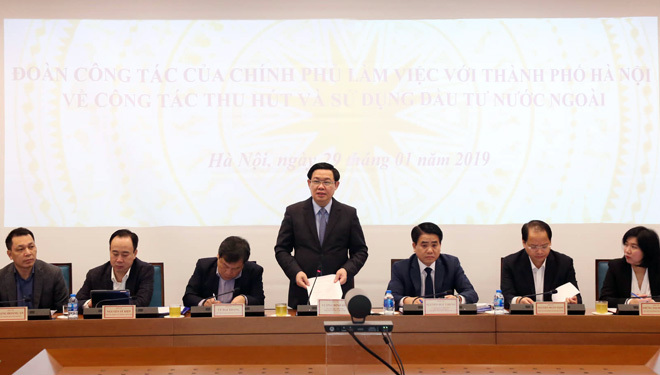 Phó Thủ tướng Vương Đình Huệ làm việc với Hà Nội về công tác thu hút và sử dụng FDI - Ảnh 1