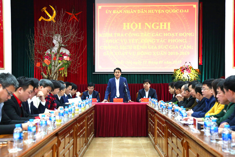 Chủ tịch Nguyễn Đức Chung kiểm tra công tác chuẩn bị Tết tại huyện Quốc Oai - Ảnh 1