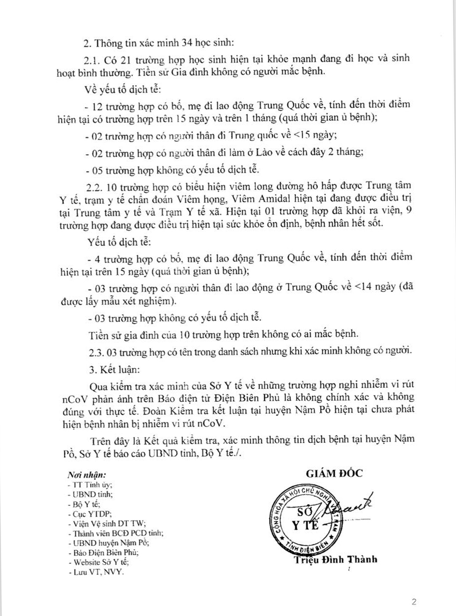 Vụ học sinh nghi nhiễm nCoV tại Điện Biên: Đã có kết quả xác minh - Ảnh 3