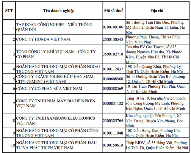 Vinamilk 2 năm liên tiếp lọt top 10 công ty nộp thuế nhiều nhất - Ảnh 1