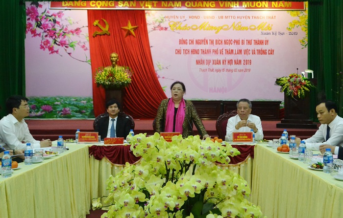 Phó Bí thư Thành ủy Nguyễn Thị Bích Ngọc khảo sát về thực hiện 2 bộ quy tắc ứng xử tại Thạch Thất - Ảnh 1