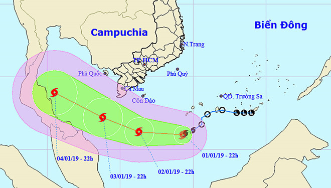 Cơn bão đầu tiên năm 2019 đang mạnh dần, 5 tỉnh Nam Bộ cấm biển - Ảnh 1