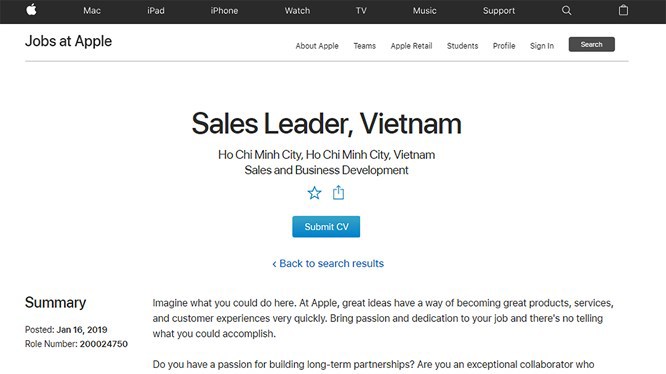 Apple tuyển giám đốc kinh doanh tại Việt Nam - Ảnh 1