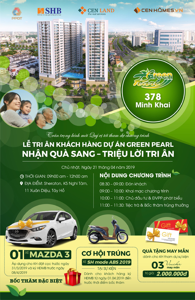 "Nhận quà sang - triệu lời tri ân" dành tới khách hàng dự án Green Pearl 378 Minh Khai - Ảnh 1