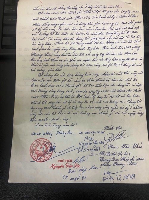 Hà Nội: Người dân gửi thư cám ơn TP Hà Nội giải cứu hồ Ba Mẫu - Ảnh 3