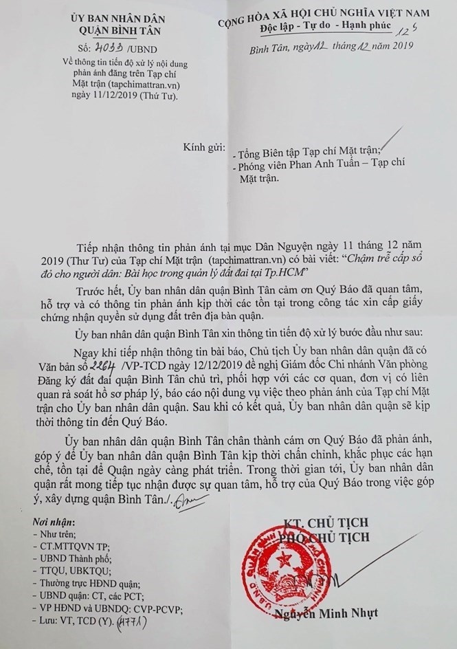 Bài học chậm trễ cấp “sổ đỏ” tại TP.HCM: Quận Bình Tân đang thách thức dư luận, “phớt lờ” chỉ đạo của Ban Tiếp công dân Thành phố - Ảnh 4