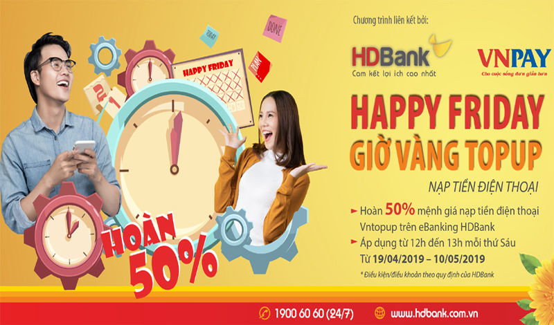 Nạp tiền điện thoại hoàn 50% giá trị tại HDBank - Ảnh 1