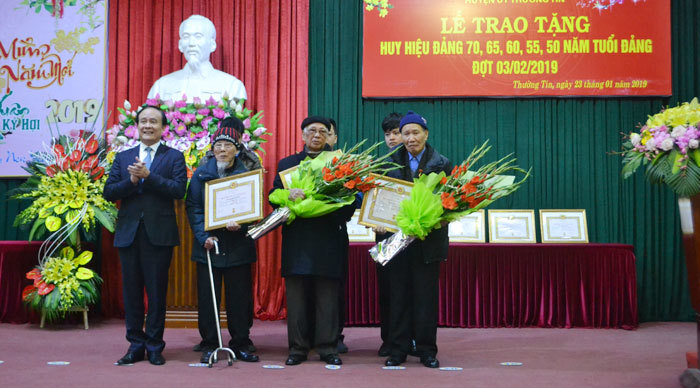 Phó Chủ tịch Thường trực HĐND TP trao Huy hiệu Đảng tại Thường Tín - Ảnh 3