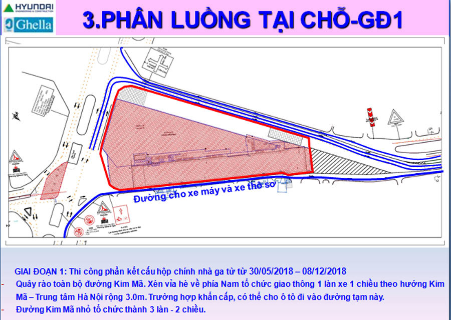 Hà Nội: Phân luồng giao thông phục vụ thi công nhà ga S9, S10 - Ảnh 1