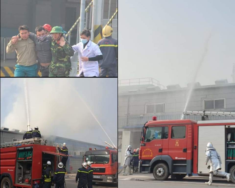 Cháy giả định ở Khu Công nghiệp Quang Minh, nhiều công nhân mắc kẹt được cứu thoát - Ảnh 1