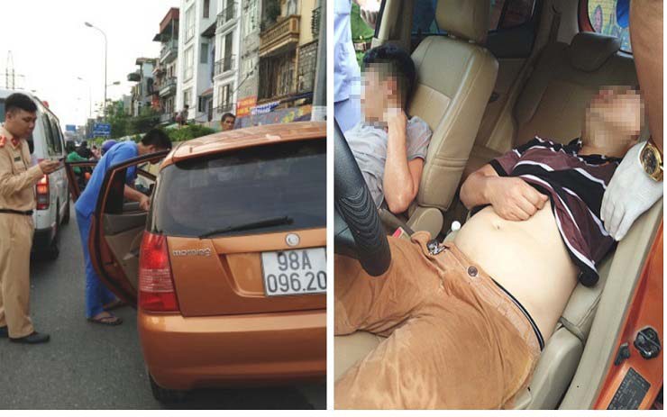 Lao ô tô lên vỉa hè, 2 thanh niên bất tỉnh trong xe được đưa vào viện cấp cứu - Ảnh 1
