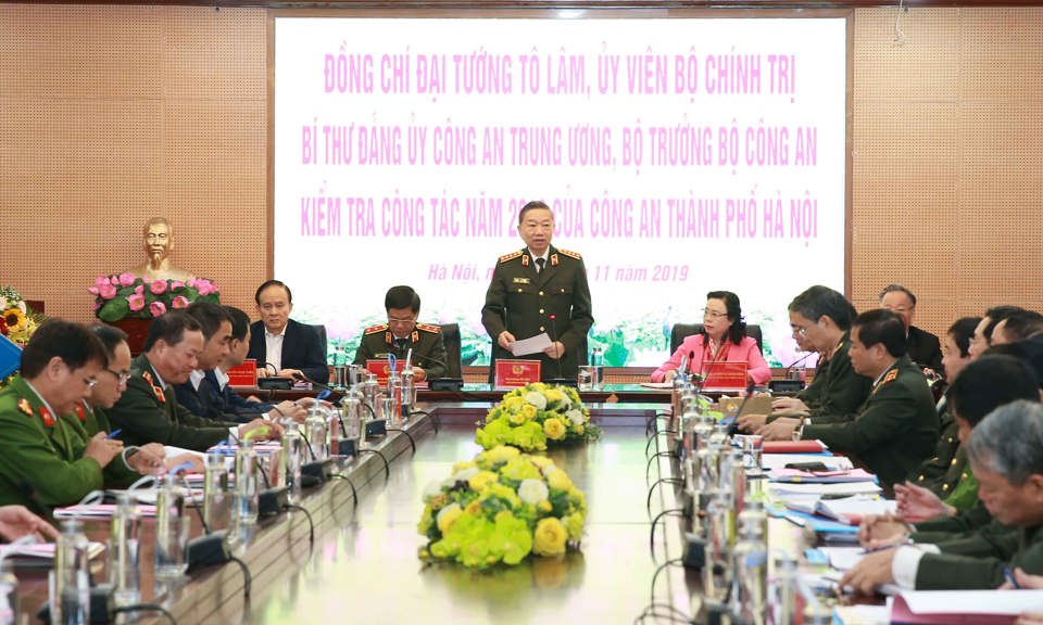 Đại tướng Tô Lâm thăm và kiểm tra kết quả công tác của Công an TP Hà Nội - Ảnh 2