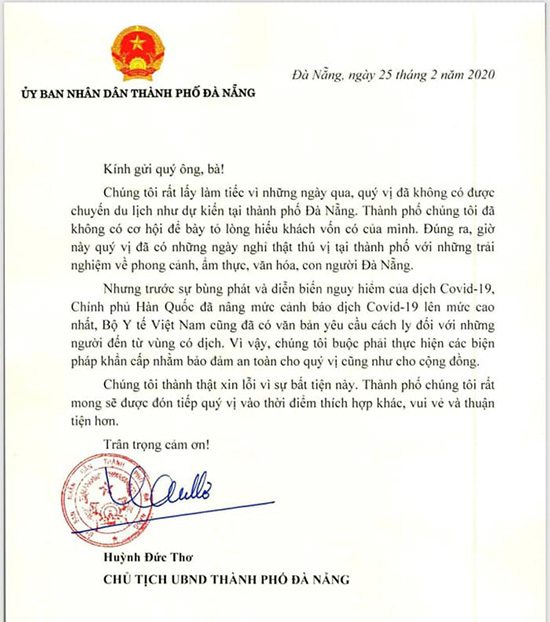 Đưa du khách Hàn Quốc về nước, Chủ tịch Đà Nẵng viết thư bày tỏ về sự đáng tiếc - Ảnh 3