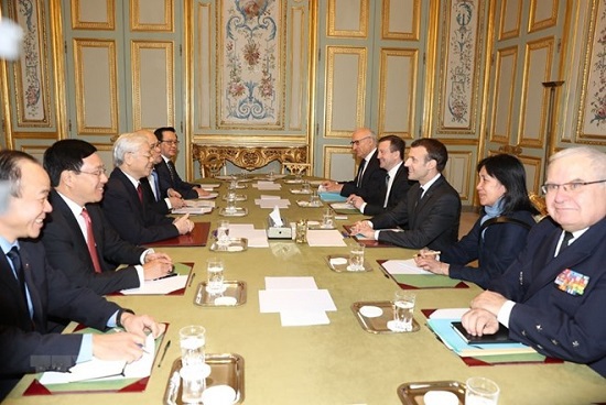 Tổng Bí thư Nguyễn Phú Trọng hội đàm với Tổng thống Emmanuel Macron - Ảnh 1