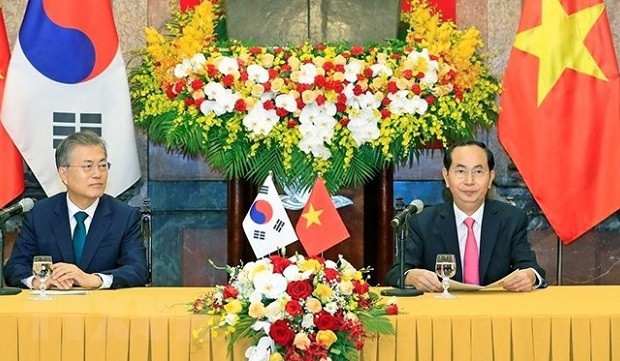 Chủ tịch nước Trần Đại Quang và Tổng thống Hàn Quốc chủ trì họp báo - Ảnh 3