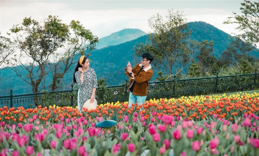 Bà Nà khai hội hoa xuân, du khách mê mẩn giữa 1,5 triệu bông tulip - Ảnh 11