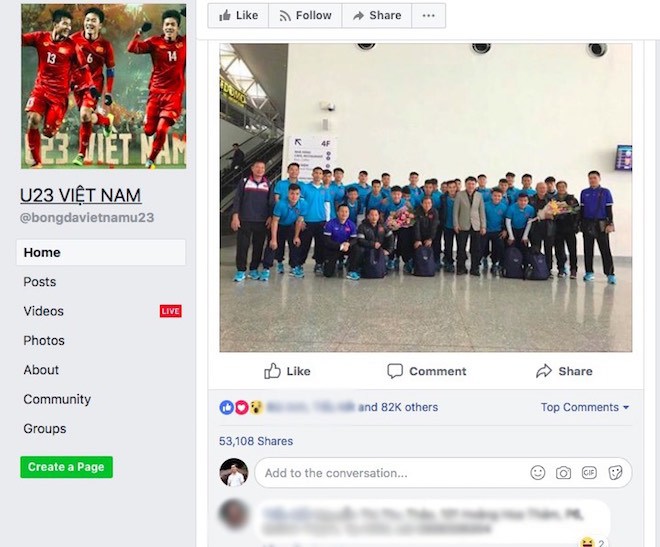 57.000 người lộ thông tin vì Fanpage giả mạo U23 Việt Nam - Ảnh 1