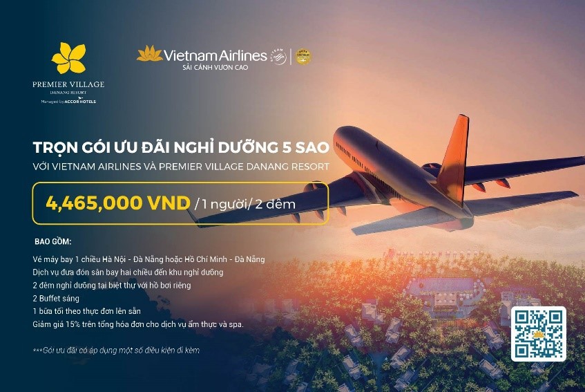 Combo ưu đãi của Vietnam Airlines và "Khu biệt thự nghỉ dưỡng biển hàng đầu thế giới dành cho gia đình" tại Đà Nẵng - Ảnh 1