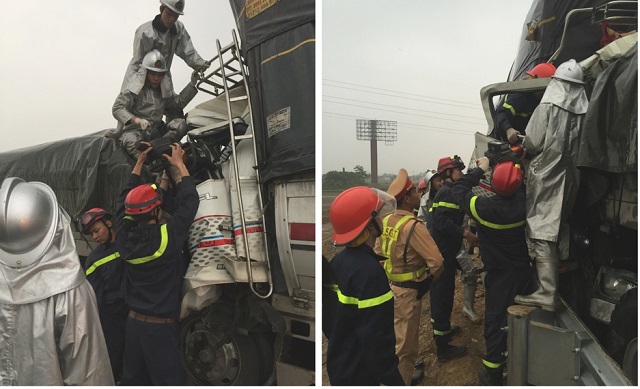 Hàng chục lính cứu hỏa nỗ lực cứu người mắc kẹt trong xe tải - Ảnh 1