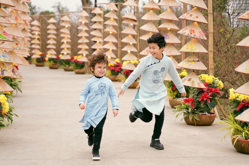 Bức tranh Tết qua tà áo dài tại lễ hội hoa đào lớn nhất Việt Nam - Ảnh 6