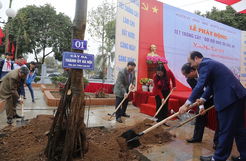 Bí thư Hoàng Trung Hải tham dự Tết trồng cây tại huyện Thanh Trì - Ảnh 2