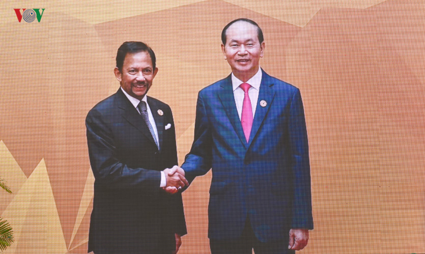 Hình ảnh Chủ tịch nước đón các nhà lãnh đạo APEC dự Phiên họp kín thứ nhất - Ảnh 1