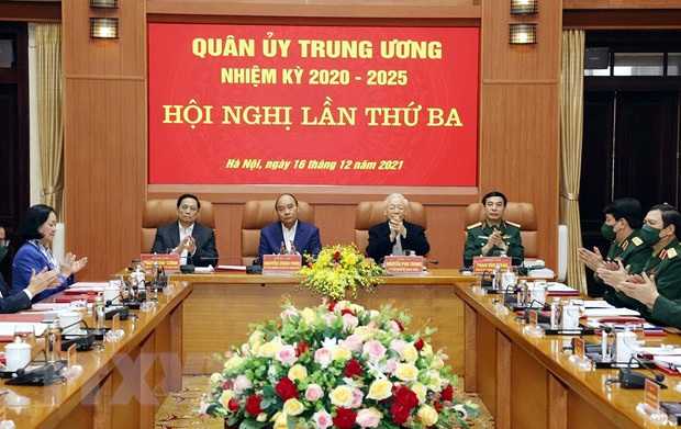 Tổng Bí thư Nguyễn Phú Trọng dự Hội nghị lần thứ ba Quân ủy Trung ương - Ảnh 1