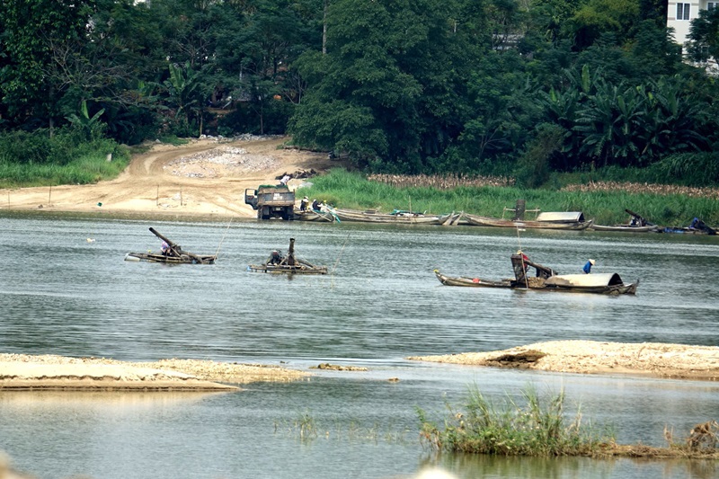 Quảng Ngãi: Rầm rộ khai thác cát trái phép ở sông Trà - Ảnh 1