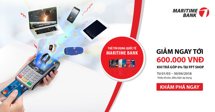 Chủ thẻ tín dụng Quốc tế Maritime Bank Mastercard được giảm tiền mặt và hưởng lãi suất 0% - Ảnh 1