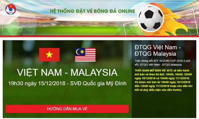 Ngày 10/12 VFF bắt đầu bán vé trận chung kết Việt Nam vs Malaysia - Ảnh 1