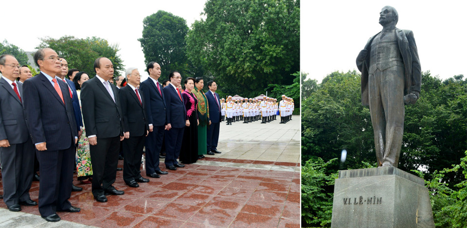 Lãnh đạo Đảng, Nhà nước, TP Hà Nội dân hoa tưởng niệm tại Tượng đài V.I.Lenin - Ảnh 1